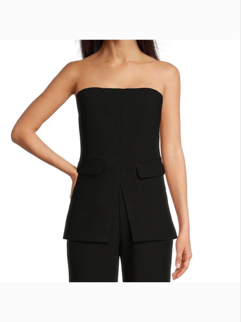 Le' Al.X Black Crepe Strapless Top M Nwt
